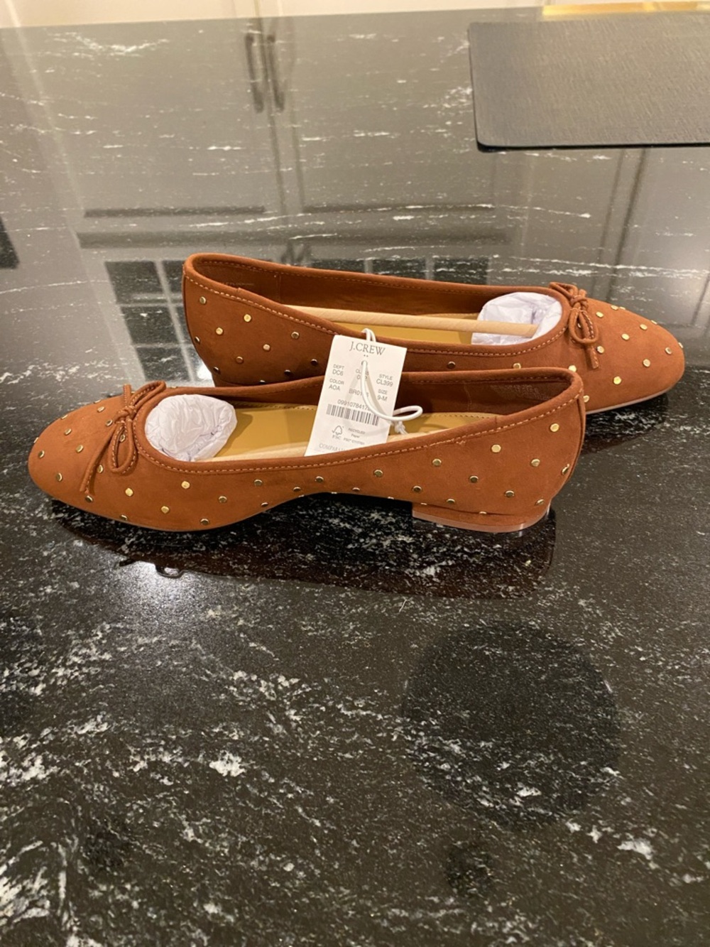 J. Crew Faux-Suede Studded Rust Brown Ballet Flat